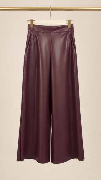 Pantalón Culotte Pinzas Granate