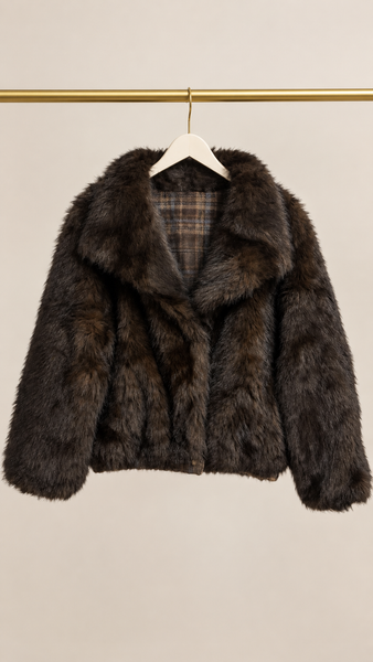 Chaqueta Reversible Cuadros & Pelo