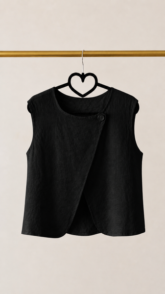 Chaleco LINO Cruzado Black