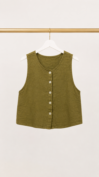Chaleco Olive Lino