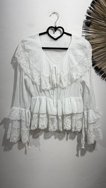 Blusa Blanca Volantes