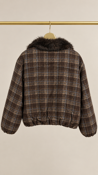 Chaqueta Reversible Cuadros & Pelo