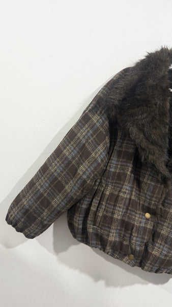 Chaqueta Reversible Cuadros & Pelo