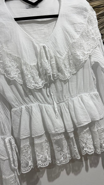 Blusa Blanca Volantes