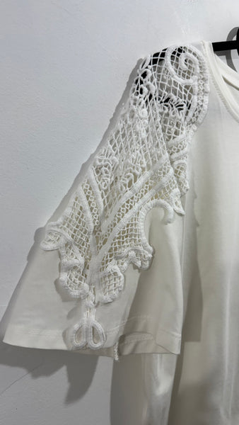 Camiseta Manga Crochet