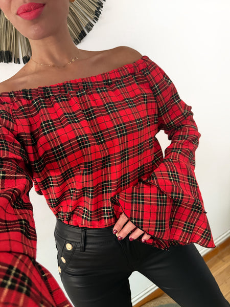 Blusa Escocesa Raya Dorada