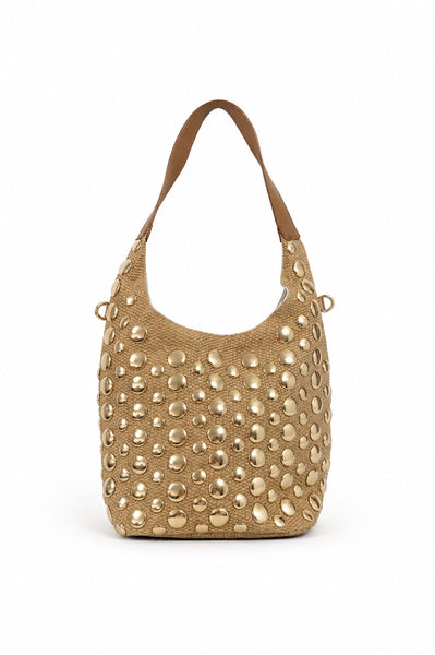 Bolso Rafia Tachas Golden