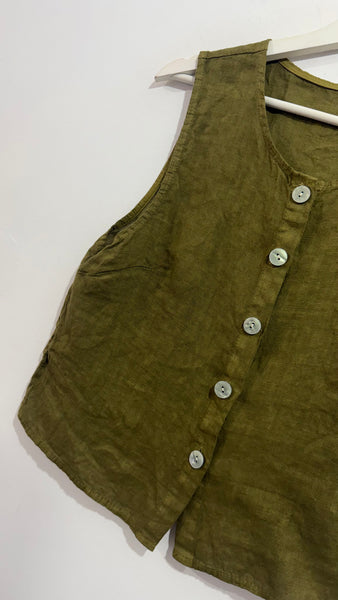 Chaleco Olive Lino