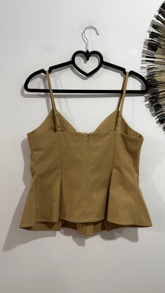 Top Cotton Tableado Camel