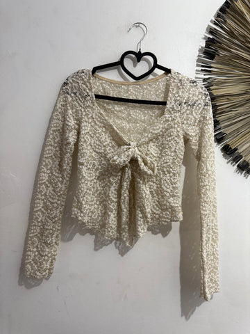 Top Guipur Beige & White